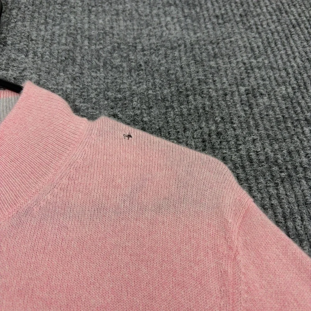 Peter Millar Sweater Men L Pink Cashmere Quarter Zip Mock Neck Preppy Minimalist